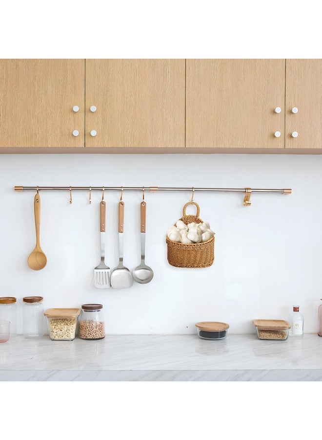 Cabilock Hanging Wall Basket Wall Storage: Farmhouse Rattan Bin Kitchen Onion Organizer Rustic Handle Basket Container for Ginger Garlic - Image 5