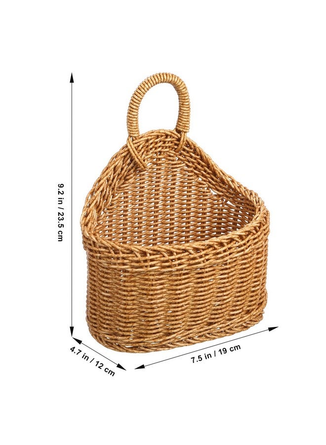 Cabilock Hanging Wall Basket Wall Storage: Farmhouse Rattan Bin Kitchen Onion Organizer Rustic Handle Basket Container for Ginger Garlic - Image 2