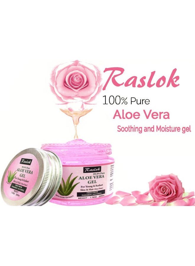 Raslok Aloe Vera Gel Pure Natural Organic Aloe Gel For Moisturizing Face Skin & Hair Care (Rose) - Image 2