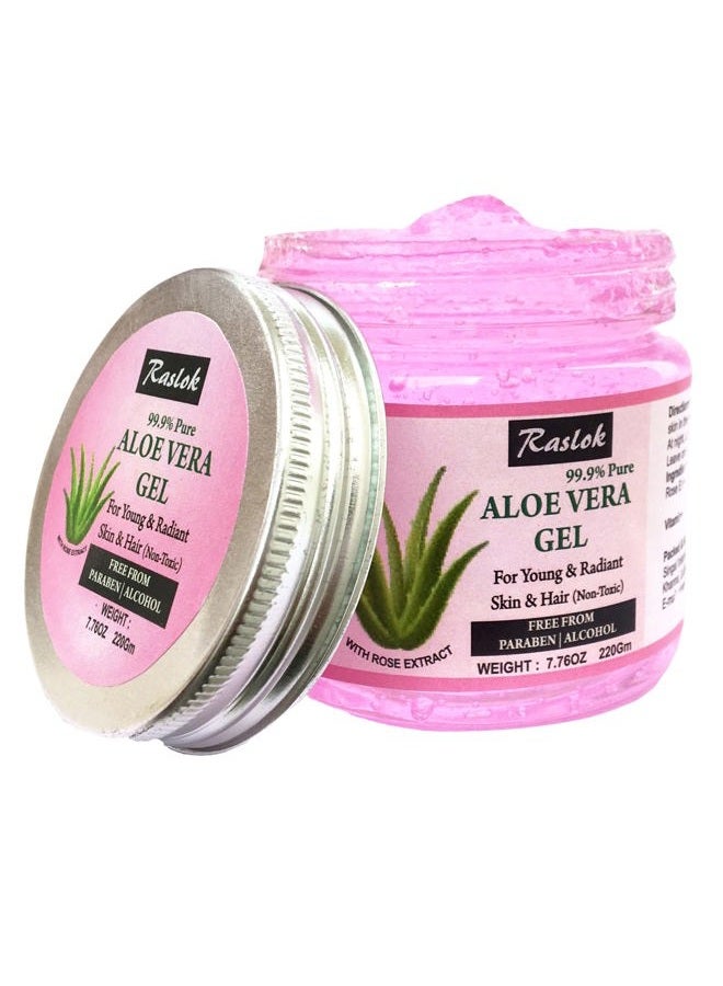 Raslok Aloe Vera Gel Pure Natural Organic Aloe Gel For Moisturizing Face Skin & Hair Care (Rose) - Image 4