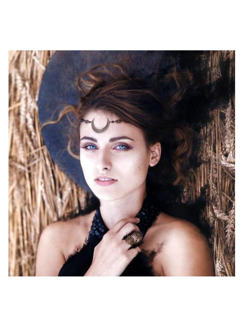 إستيل القمر نمط الإكسسوارات Mujer رئيس سلسلة الخرز الشعر مجوهرات حفل زفاف عقال للنساء تاج Pince Cheveux فام (قطرات الماء الأحمر البرونزي) - Image 1