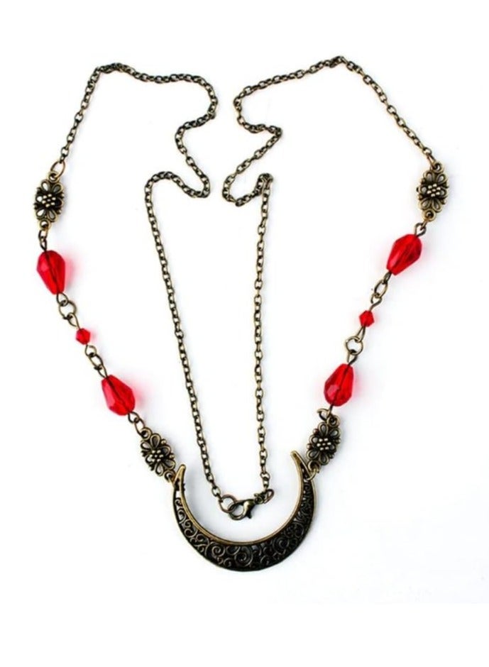 إستيل القمر نمط الإكسسوارات Mujer رئيس سلسلة الخرز الشعر مجوهرات حفل زفاف عقال للنساء تاج Pince Cheveux فام (قطرات الماء الأحمر البرونزي) - Image 2