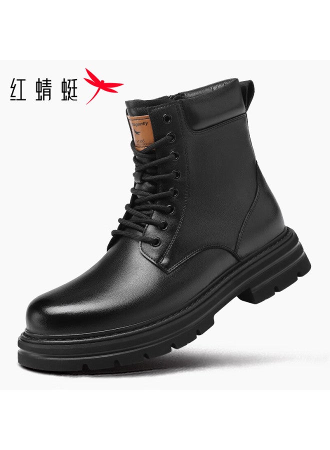 Red Dragonfly Men's Martin Boots British Vintage Commuter Work Boots Lightweight Soft Sole Fashion Leather Boots Wld450551 Black Size 39