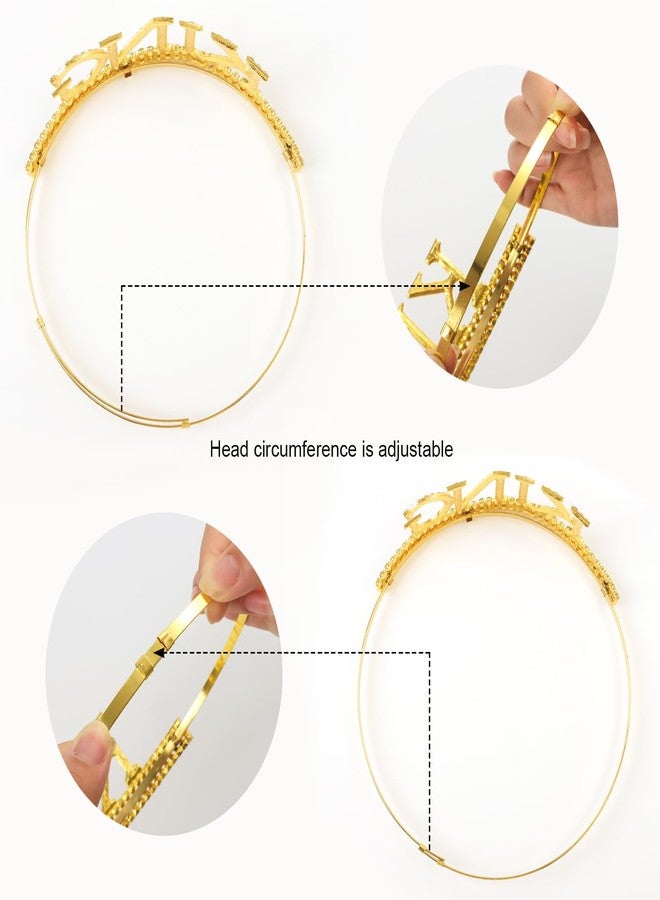 Heliltd 2pcs Birthday King Crown and Sash Set Gold Crown and Ribbon for Men Birthday Party Accessories - Image 3
