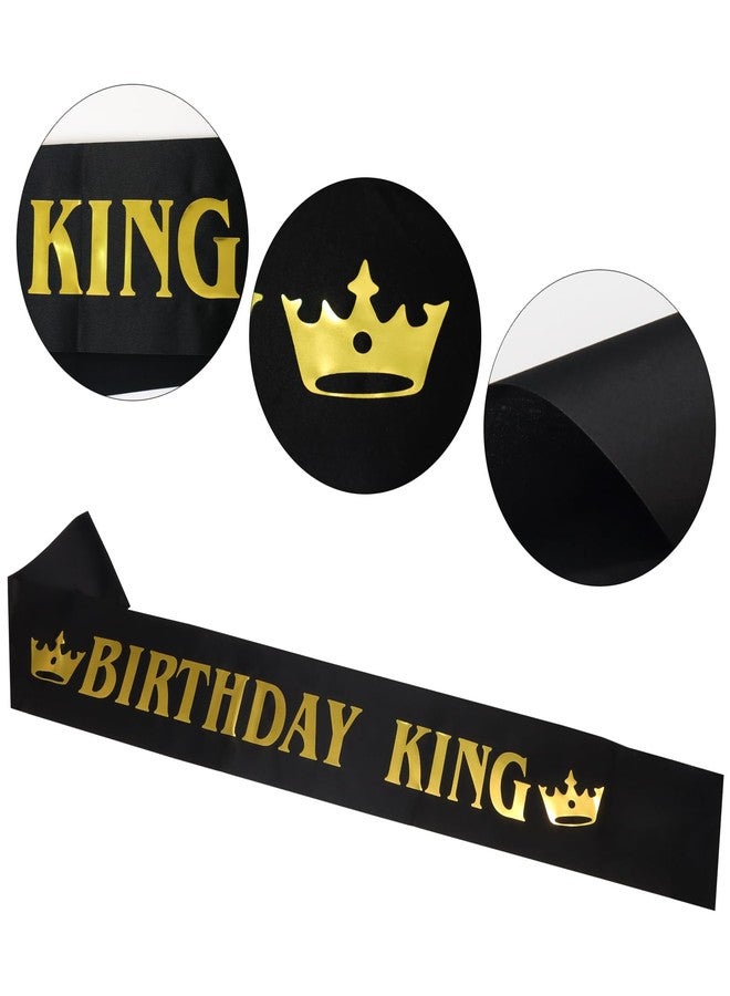 Heliltd 2pcs Birthday King Crown and Sash Set Gold Crown and Ribbon for Men Birthday Party Accessories - Image 4