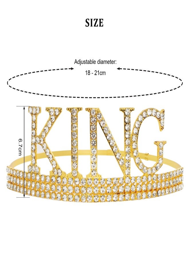 Heliltd 2pcs Birthday King Crown and Sash Set Gold Crown and Ribbon for Men Birthday Party Accessories - Image 2