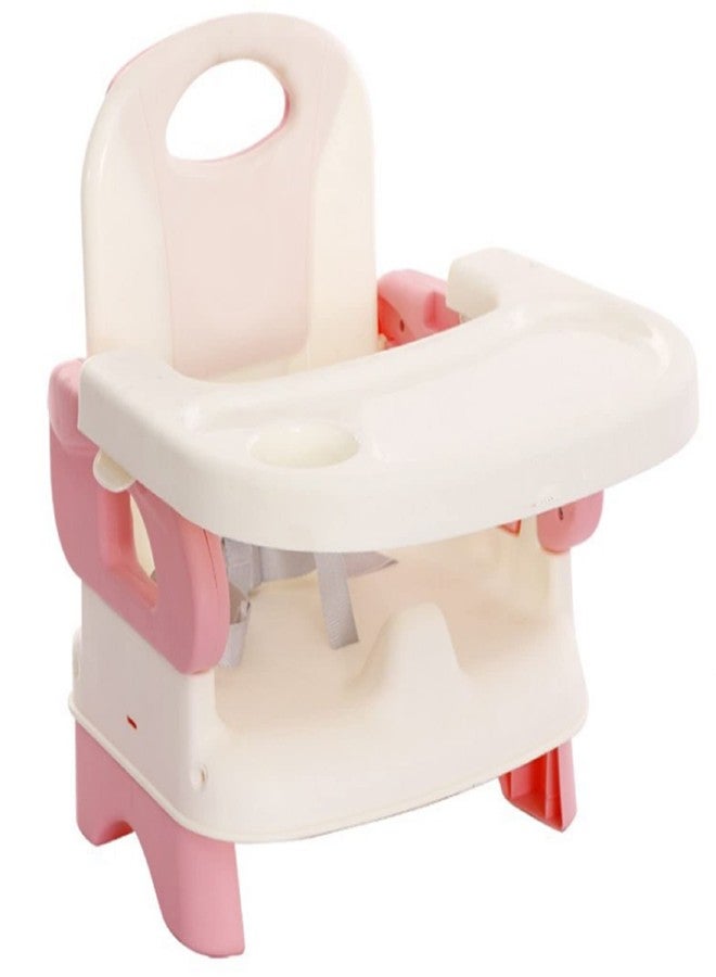 LAFILLETTE Baby Booster Feeding Chair with Removable Tray and Safety Belt for Infants and Toddlers, Folding Portable Booster Seat for Indoor/Outdoor Use (Pink) - Image 1