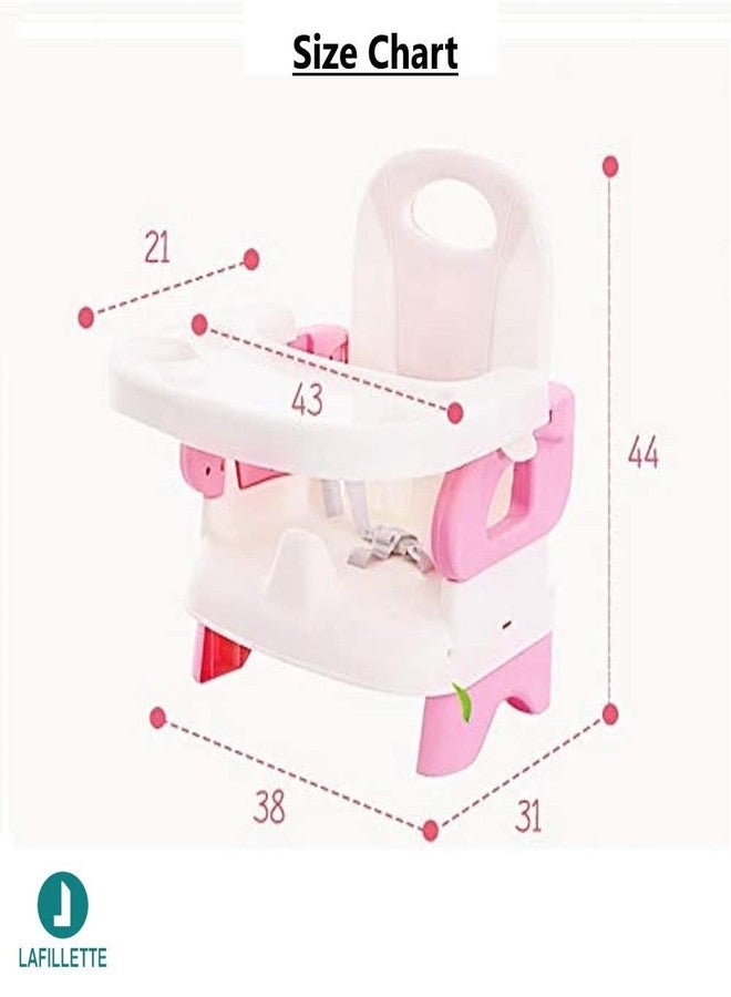 LAFILLETTE Baby Booster Feeding Chair with Removable Tray and Safety Belt for Infants and Toddlers, Folding Portable Booster Seat for Indoor/Outdoor Use (Pink) - Image 2
