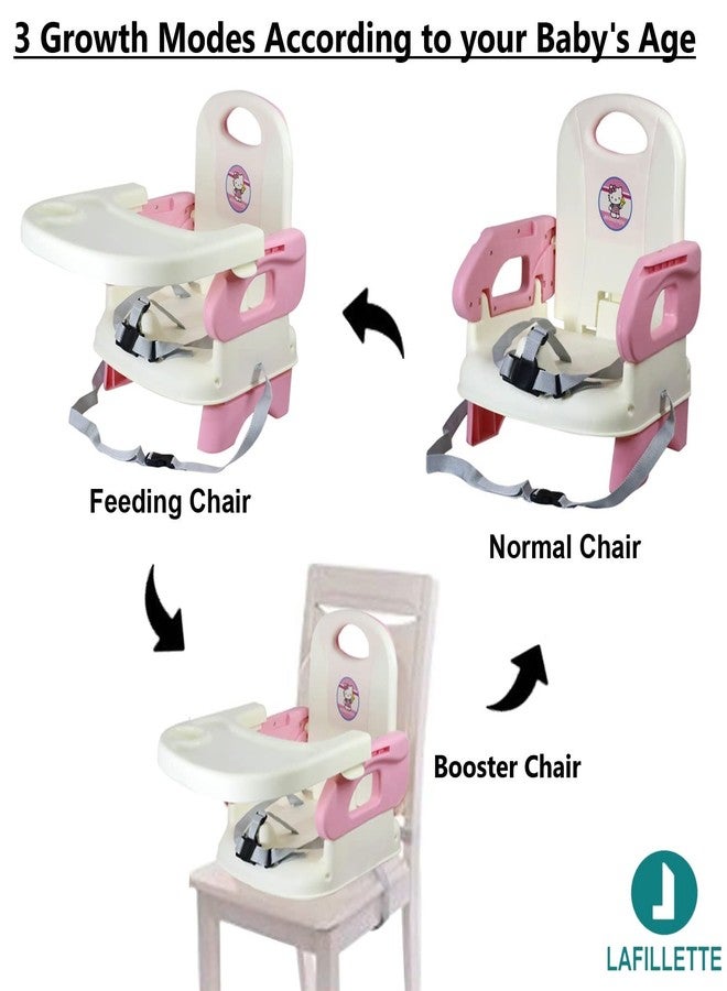LAFILLETTE Baby Booster Feeding Chair with Removable Tray and Safety Belt for Infants and Toddlers, Folding Portable Booster Seat for Indoor/Outdoor Use (Pink) - Image 4
