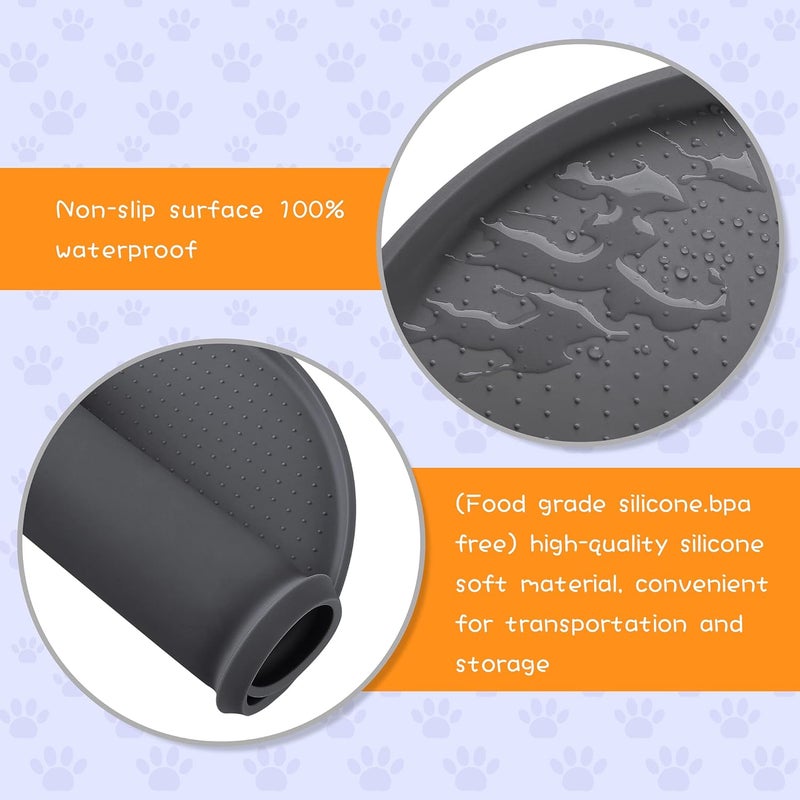 Yacee 100% Waterproof 0.5" Raised Edge BPA Free Silicone Dog Food Mat, Pet Cat Feeding Mats Contain Spills Protects Floors, Placemats for Cats and Dogs Water Bowl Dishwasher. (Large/XL, Gray) - Image 3