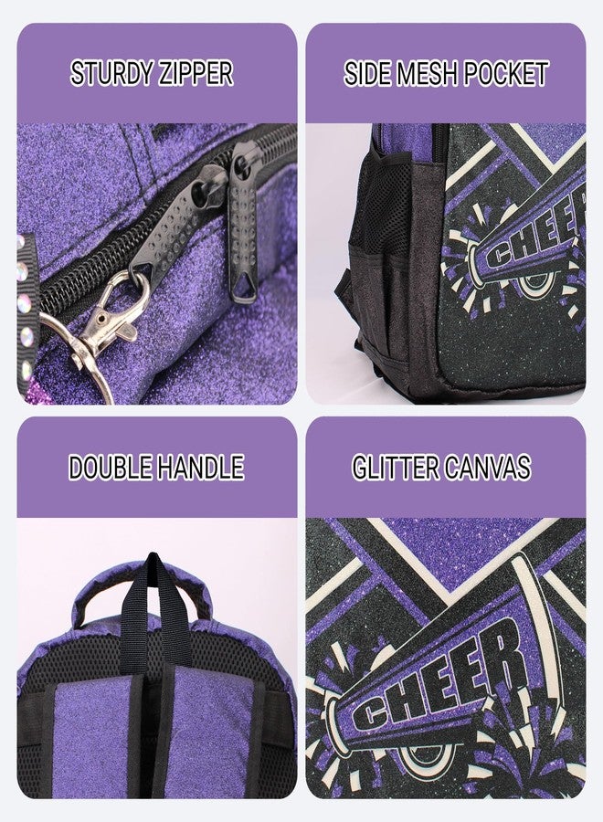HJKLONE Cheer Backpack with Ribbon Keychain, Glitter Cheerleading Backpack for Women, Cheerleader Gifts (Purple) - Image 5
