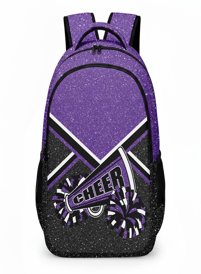 HJKLONE Cheer Backpack with Ribbon Keychain, Glitter Cheerleading Backpack for Women, Cheerleader Gifts (Purple) - Image 3