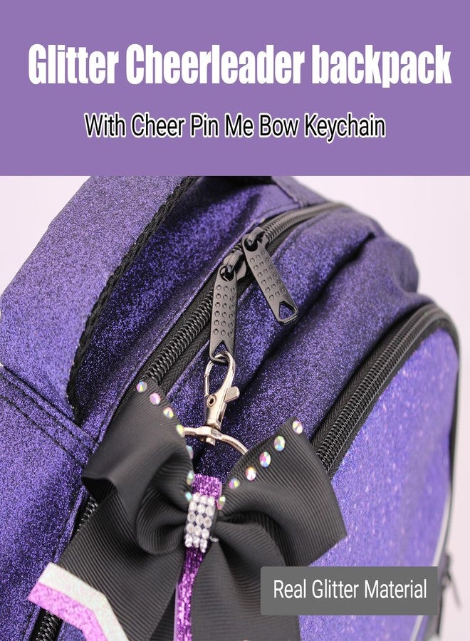 HJKLONE Cheer Backpack with Ribbon Keychain, Glitter Cheerleading Backpack for Women, Cheerleader Gifts (Purple) - Image 4