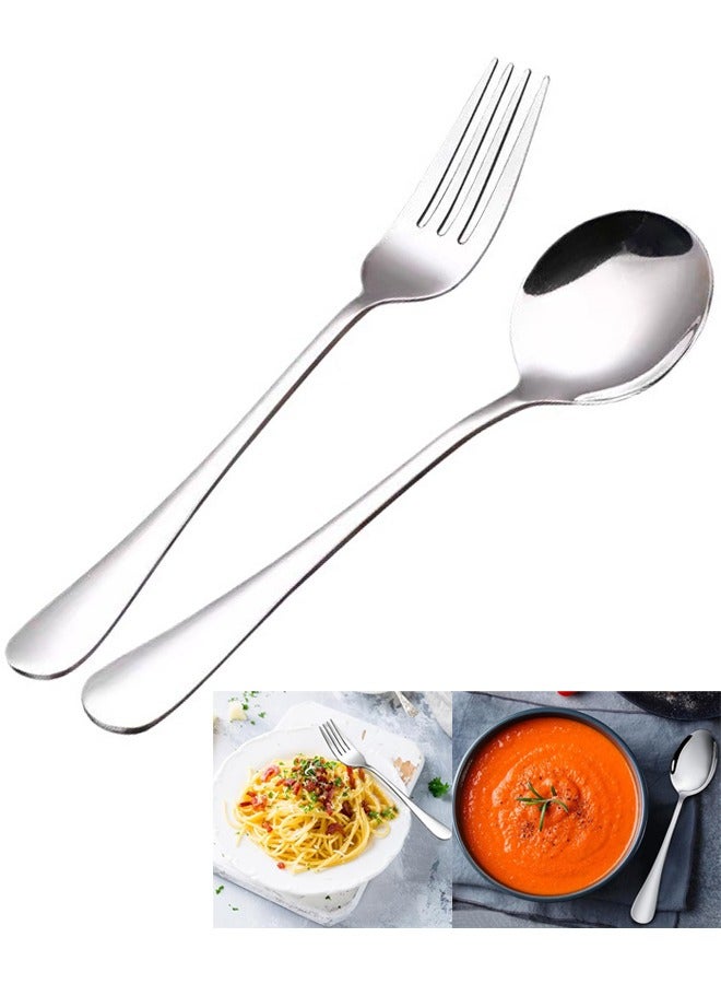 Forks and Spoons Set 6.77" Salad Forks and 6.81" Soup Spoons Stainless Steel Silverware set Mirror Polished & Dishwasher Safe  - Image 1