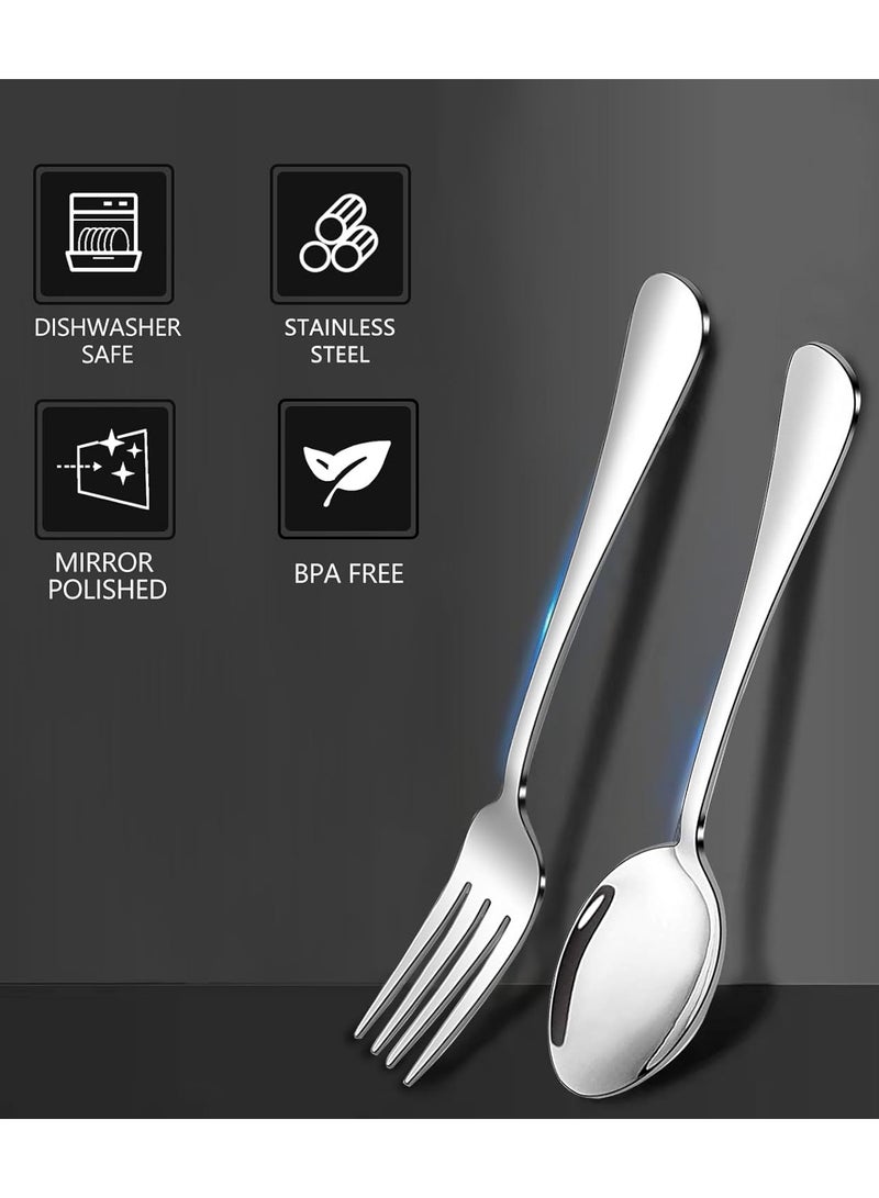 Forks and Spoons Set 6.77" Salad Forks and 6.81" Soup Spoons Stainless Steel Silverware set Mirror Polished & Dishwasher Safe  - Image 2