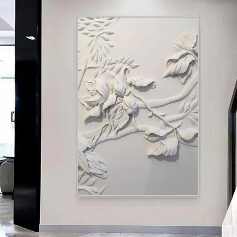 ماركتنا لوحة جداربة قماشية مطبوعة بتصميم اللوحة الجبسية مع برواز مجوف مقاس (50×70) قطعة واحدة - Image 3