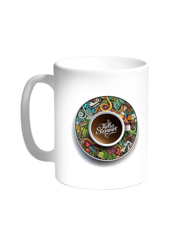 RKN Hello Summer Printed Coffee Mug White 11ounce - Image 1
