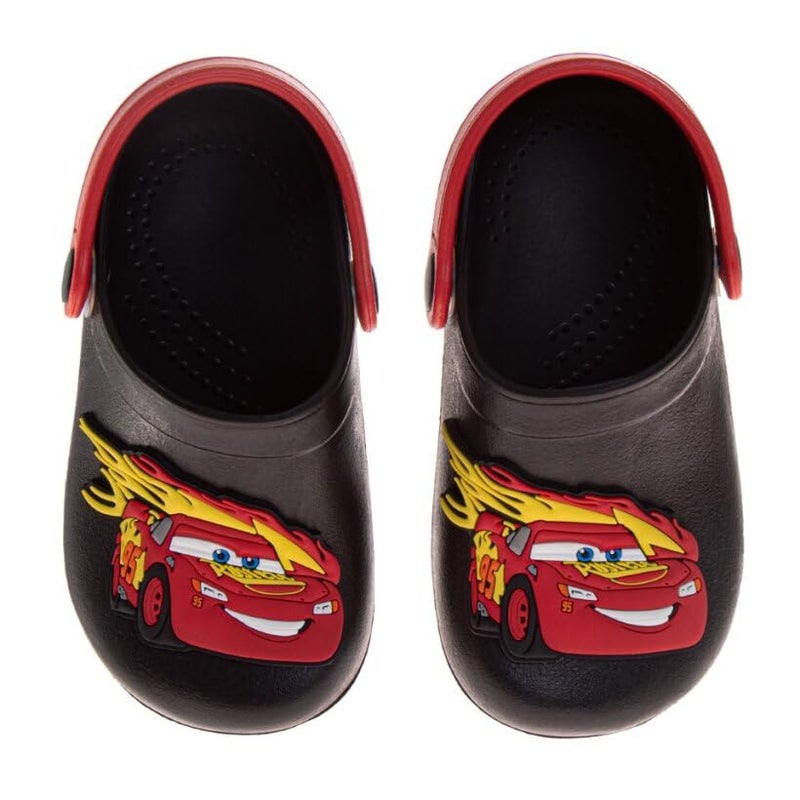 Josmo Kids Cars Clog Sandal Waterproof Slip-On Slides for Boys Lightning McQueen Closed Toe Clogs with Backstrap - Black Red Size 7-8 Toddler - Image 1