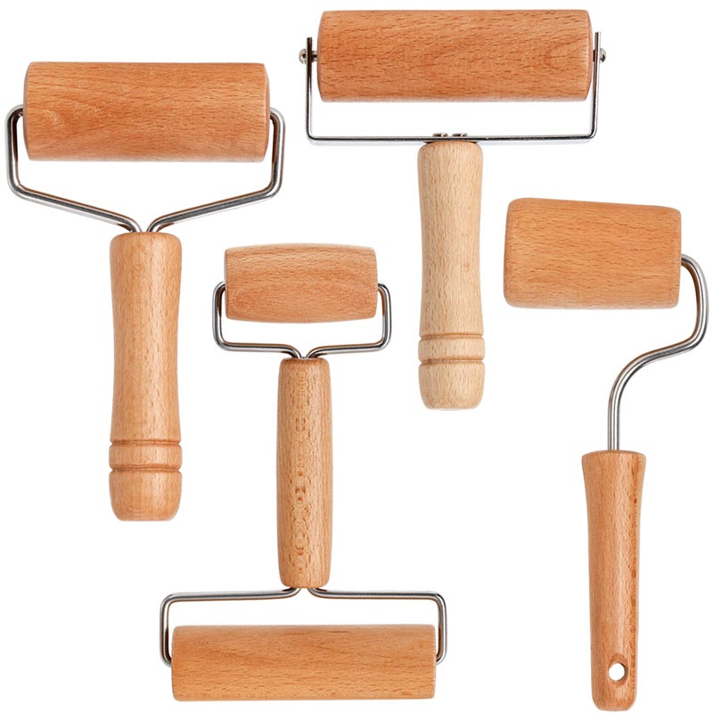 AVLA 4 Pack Wood Pastry Pizza Roller Non Stick Wooden Rolling Pin for Home Professional Dough Roller Tool Set for Baking Cooking Multifunction Craft Clay Roller Easy to Handle