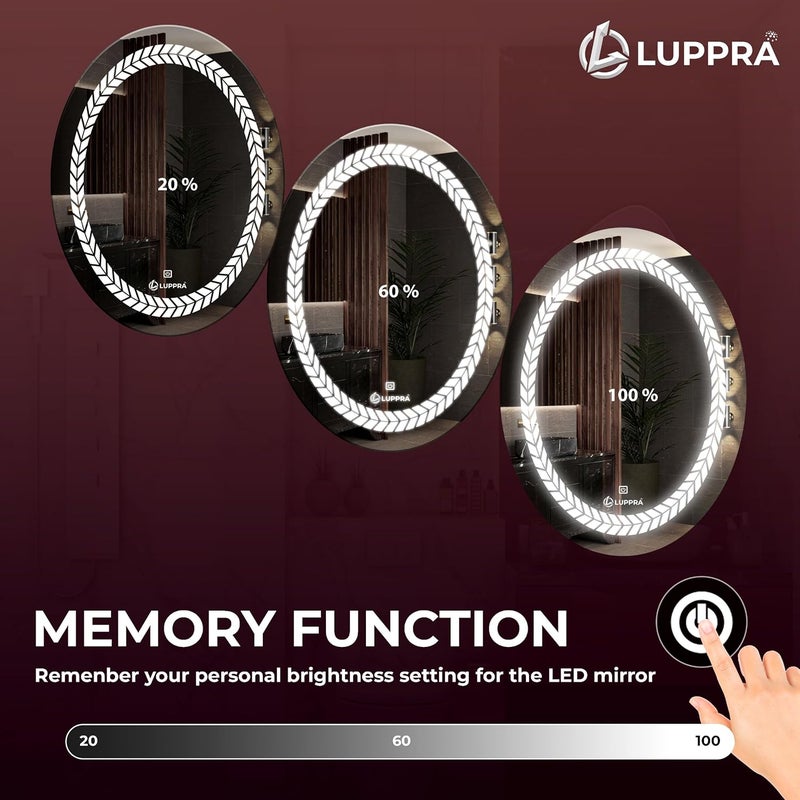 LUPPRA Oval Wall Mounting Mirror with Light Bathroom MirrorVenity MirrorSmart Mirror Size 18X24 inch LED Mirror 3 Tone Cool White Natural White Warm White - Image 5
