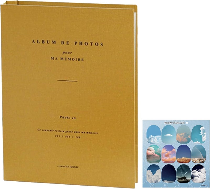 dalgaru Aesthetic Simple Lovely Korean Hard Cover 4 x 6 in Photo Album Book for couples family baby wedding  holds 100 photos includes 50 double sided memo slipsspiral bound Honey - Image 1