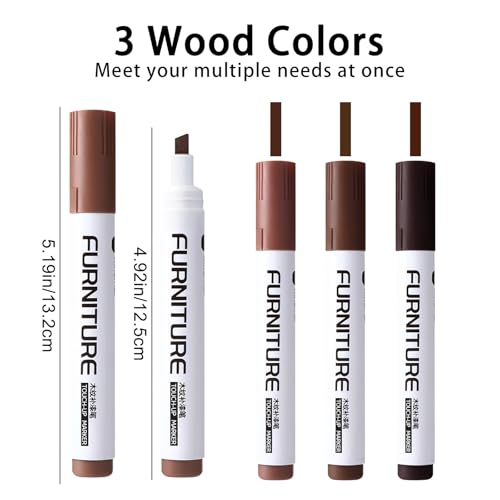 BOPOVA Furniture Markers Touch Up, Wood Floor Scratch Repair Kit, 3 Colors Markers for Scratches, Stains, Floors, Tables, Desks, Cabinet, Bedpost (Ochre Brown, Maple, Walnut) - Image 2