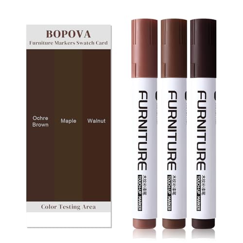 BOPOVA Furniture Markers Touch Up, Wood Floor Scratch Repair Kit, 3 Colors Markers for Scratches, Stains, Floors, Tables, Desks, Cabinet, Bedpost (Ochre Brown, Maple, Walnut) - Image 1