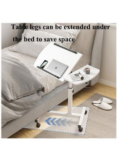 XiuWoo 360° Swivel Height Adjustable Foldable Side End Table and Mobile Computer Workstation Laptop Desk with Wheels and Double Separate Adjustable Tilting Desktops  - Image 3