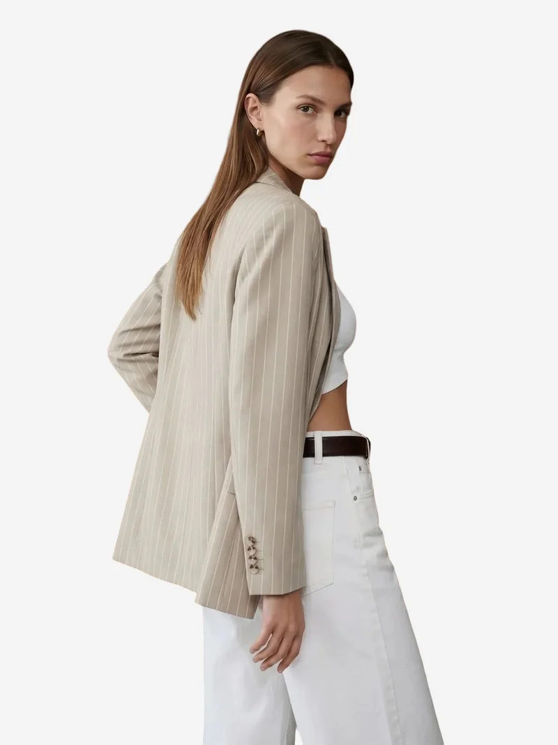 ديلفين DILVIN High-Waist Striped Capri Wide-Leg Trousers