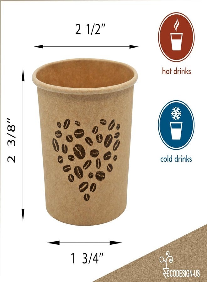 ECODESIGN-US 100 Pack Disposable Coffee Cups - 4 Oz Espresso - Kraft Unbleached Paper Cups for Home Office or Party - Image 3