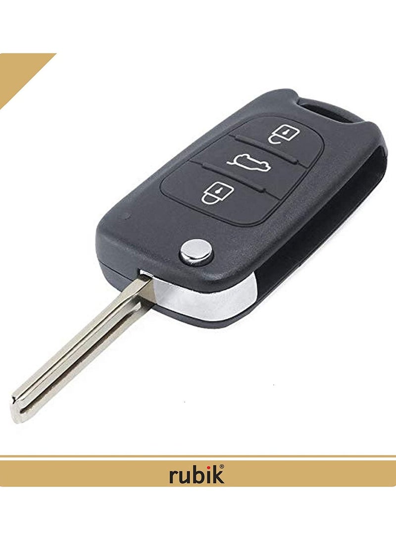 Rubik 3 أزرار بديلة غير مقطوعة للدخول بدون مفتاح للتحكم عن بعد في السيارة حافظة مفتاح فوب شل لكيا ريو، ريو K2، روندو، سول، سبورتاج، سيد، سيدبرو، سيراتو، بيكانتو (شفرة الأخدود المركزية) - Image 4