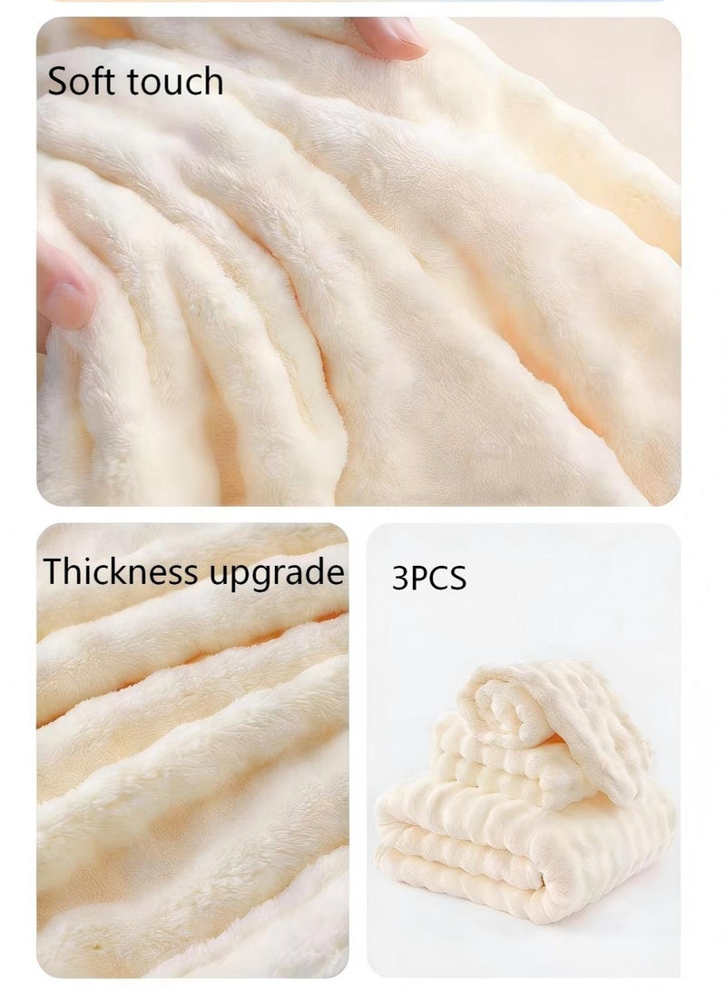 Nestvel Bath Towel Set Extra Large -3PCS Includes ( 90*170CM )Bath Towel,(35*75CM) Hand Towel,(25*65CM) Hair Towel,Quick Dry Highly Absorbent Thick Bathroom Soft Hotel Towels for Bath And Spa,Bathroom Towels Set is Soft and Gentle,Highly Absorbent,Creamy Beige - Image 4