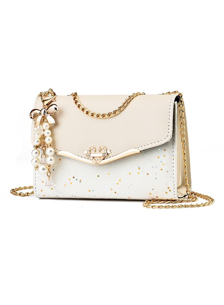 2024 New Ladies Purse Pearl Decorations PU Leather Long Women Wallet With Zipper Pocket Coin Purse Fashion Bag Korean Version For Women (White)  - Image 1