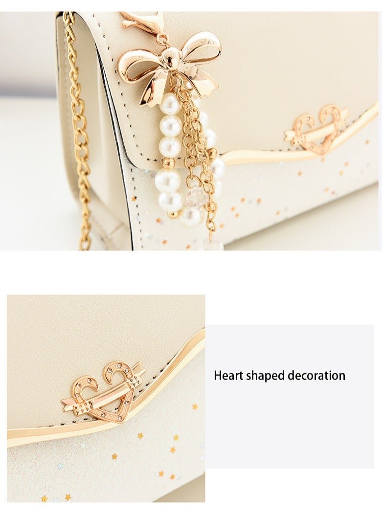 2024 New Ladies Purse Pearl Decorations PU Leather Long Women Wallet With Zipper Pocket Coin Purse Fashion Bag Korean Version For Women (White)  - Image 3