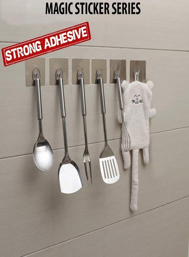 CLICKSY Multi-Functional Self Adhesive Wall Hook, ABS Plastic Hooks for Towel, Coats Ceiling Hanger, Waterproof and Oil Proof Nail Free Heavy Duty Wall Hook [ 2-pcs, Square Hook ] - Image 3