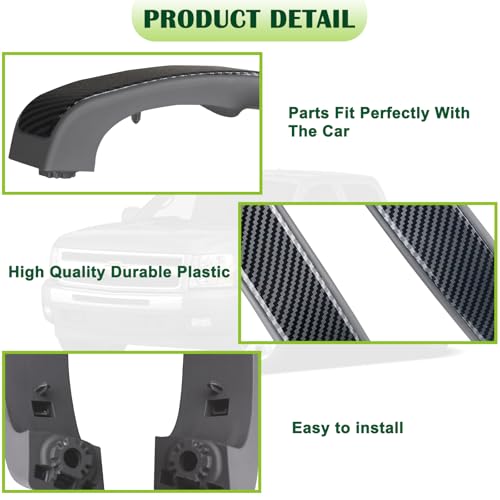 omoZone Pair Interior Door Pull Handle Armrest Inside Grab Handle Front Left&Right Side Titanium Carbon Fiber Compatible with 2010-2014 Chevrolet Chevy Silverado GMC Sierra Replaces 25932418 25932421 - Image 5