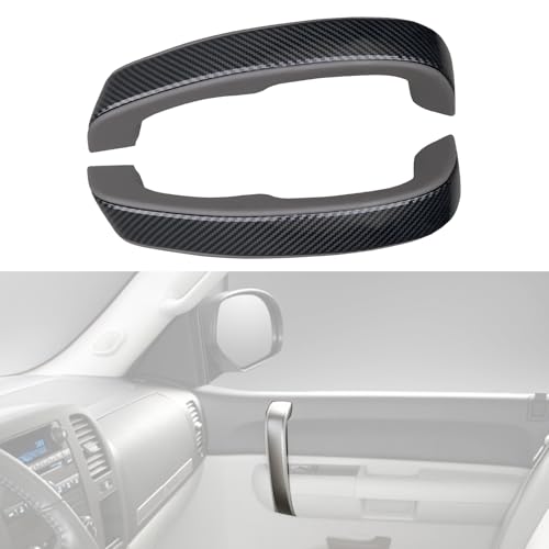 omoZone Pair Interior Door Pull Handle Armrest Inside Grab Handle Front Left&Right Side Titanium Carbon Fiber Compatible with 2010-2014 Chevrolet Chevy Silverado GMC Sierra Replaces 25932418 25932421 - Image 4