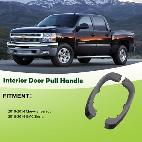 omoZone Pair Interior Door Pull Handle Armrest Inside Grab Handle Front Left&Right Side Titanium Carbon Fiber Compatible with 2010-2014 Chevrolet Chevy Silverado GMC Sierra Replaces 25932418 25932421 - Image 3