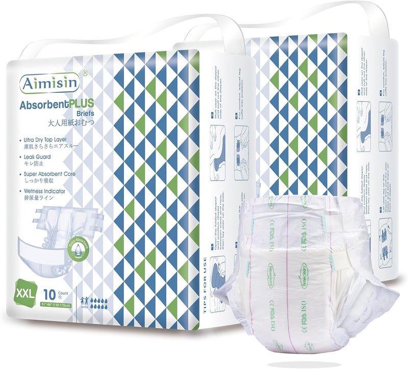 Adult Super Absorbency Diaper, 2X-Large (51"-66") - 20 Count, Incontinence Diapers with Tabs for Bladder Leakage Protection