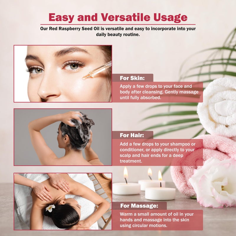 Plant Guru Red Raspberry Seed Oil 2 fl. oz. Cold Pressed Unrefined 100% Pure & Natural Carrier â€“ Ideal for Skin, Face, Body, and Hair Moisturizer. Great for DIY Soap, Creams, Lotions, and Lip Balms. - Image 5