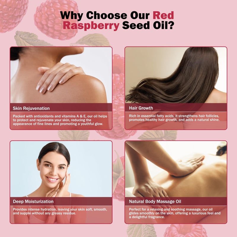 Plant Guru Red Raspberry Seed Oil 2 fl. oz. Cold Pressed Unrefined 100% Pure & Natural Carrier â€“ Ideal for Skin, Face, Body, and Hair Moisturizer. Great for DIY Soap, Creams, Lotions, and Lip Balms. - Image 4