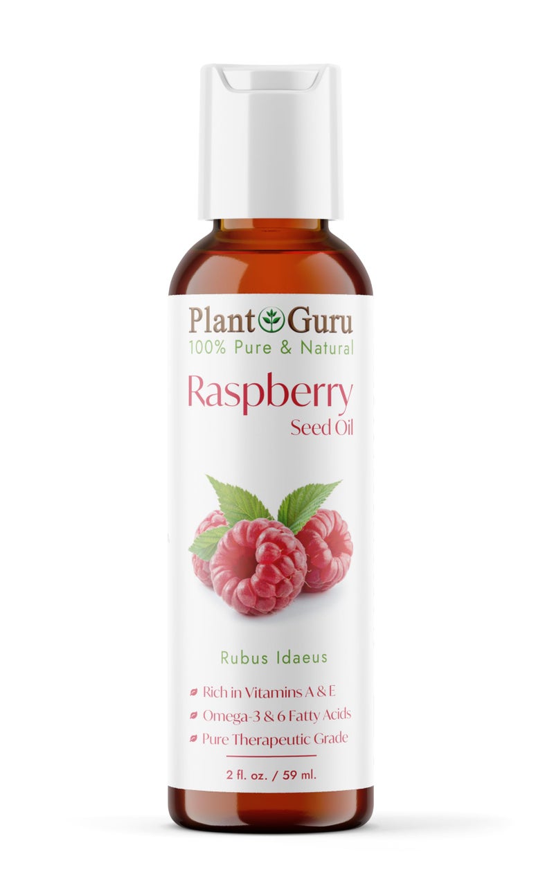 Plant Guru Red Raspberry Seed Oil 2 fl. oz. Cold Pressed Unrefined 100% Pure & Natural Carrier â€“ Ideal for Skin, Face, Body, and Hair Moisturizer. Great for DIY Soap, Creams, Lotions, and Lip Balms. - Image 1