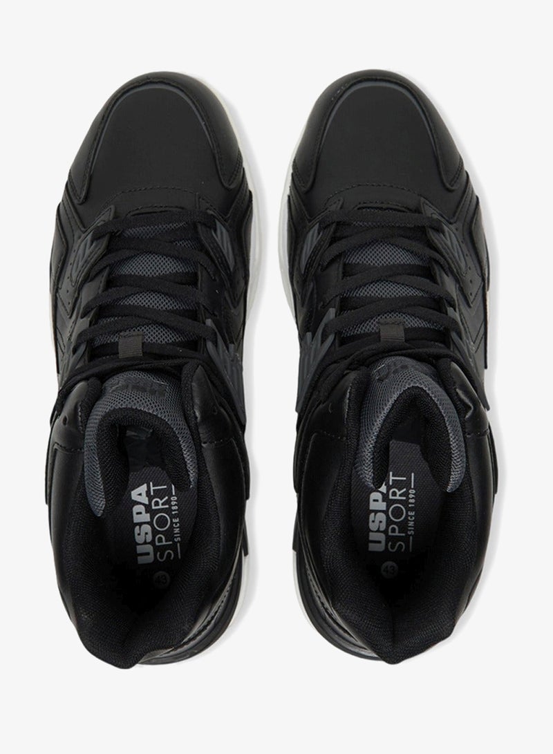 يو اس بولو اسن سنيكرز رجالي أسود عالي الرقبة بتصميم رباط جريء، حذاء كاجوال مريح للارتداء طوال اليوم - Image 5