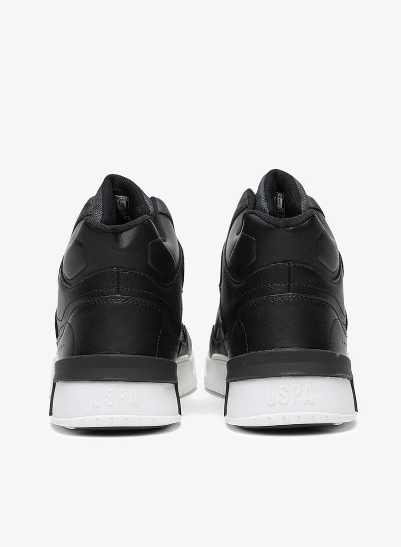 يو اس بولو اسن سنيكرز رجالي أسود عالي الرقبة بتصميم رباط جريء، حذاء كاجوال مريح للارتداء طوال اليوم - Image 4