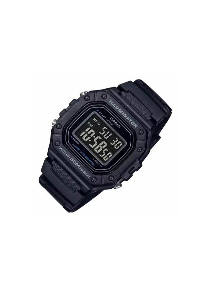 Casio W-218H-1BVDF Black Digital Resin Band Unisex Watch, strap - Image 4