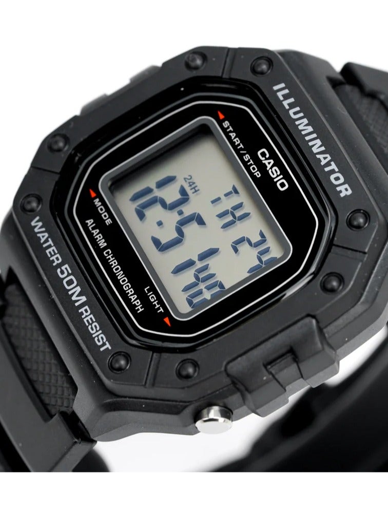 Casio W-218H-1BVDF Black Digital Resin Band Unisex Watch, strap - Image 5