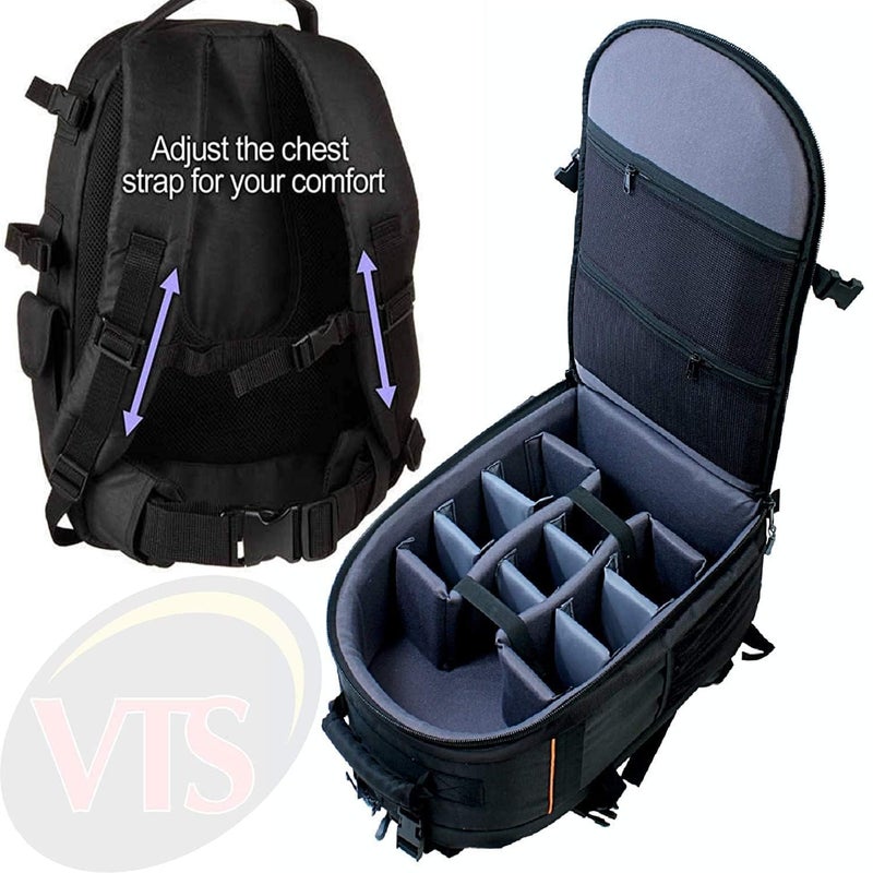 MVPRO DSLR New Big Camera Bag Waterproof for Camera Lens Accessories Tripod Monopod Heavy Duty (Black) (DSLR, Camera Backpack). - Image 5