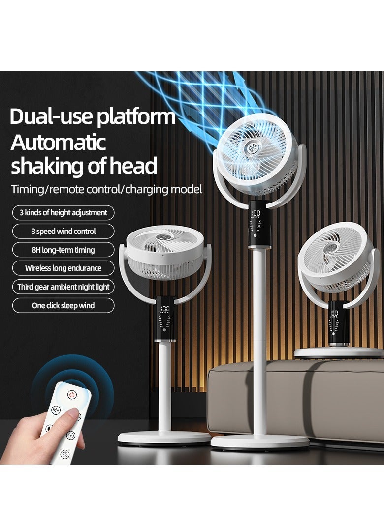 JAJEEK Stand Fan 12 Inch Electric Fan Air Circulator Fan Adjustable Height 8 Speeds and Strong Airflow | 3-speed Adjustable Light | Aroma Diffuser Pad Slot | Remote Control | 8H Timer  for Home Office(F5) - Image 2