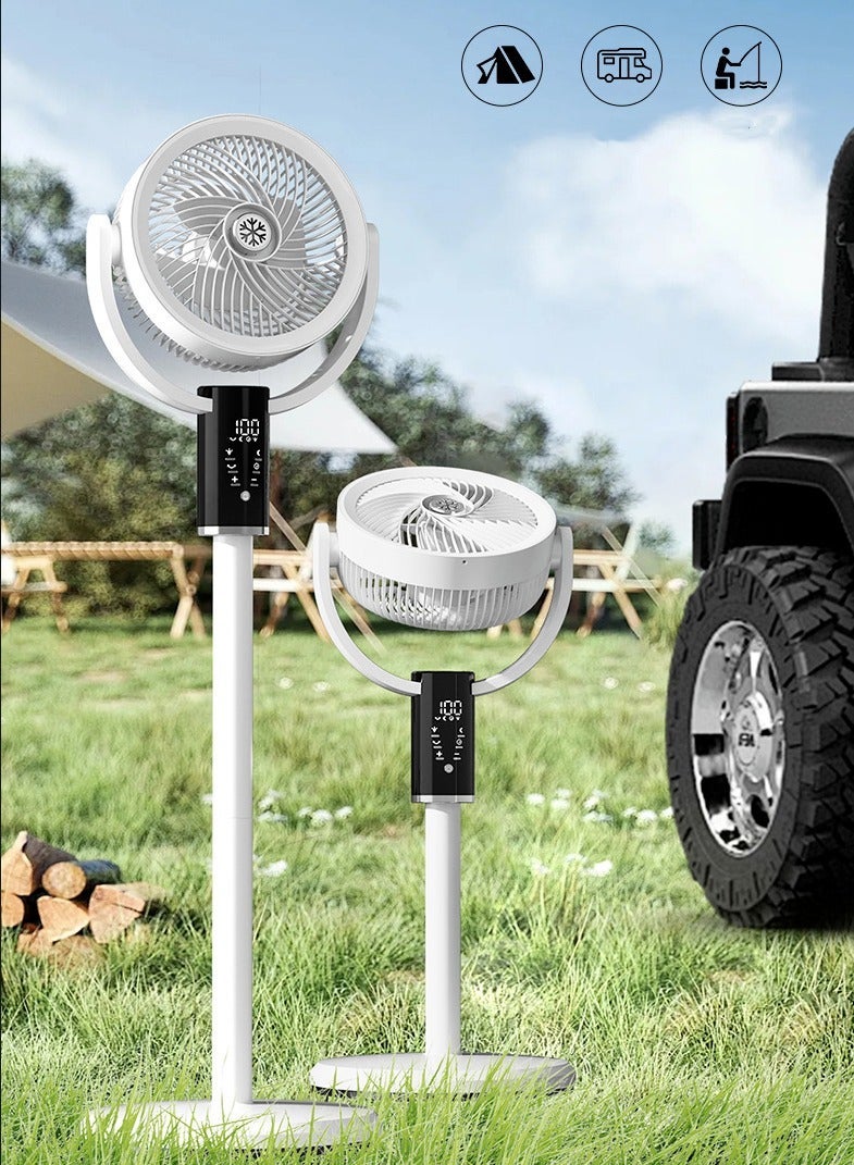 JAJEEK Stand Fan 12 Inch Electric Fan Air Circulator Fan Adjustable Height 8 Speeds and Strong Airflow | 3-speed Adjustable Light | Aroma Diffuser Pad Slot | Remote Control | 8H Timer  for Home Office(F5) - Image 1