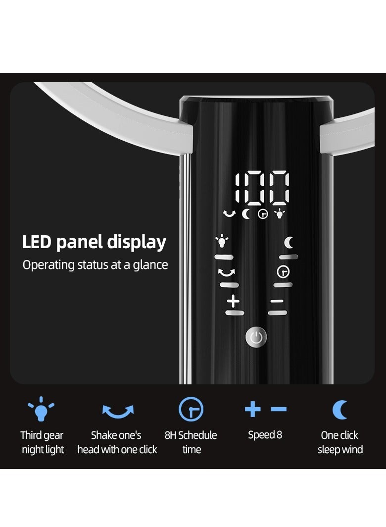 JAJEEK Stand Fan 12 Inch Electric Fan Air Circulator Fan Adjustable Height 8 Speeds and Strong Airflow | 3-speed Adjustable Light | Aroma Diffuser Pad Slot | Remote Control | 8H Timer  for Home Office(F5) - Image 4